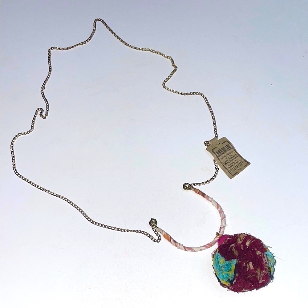 Creative Co-op Cotton Woven Pendant on Golden Necklace NWT